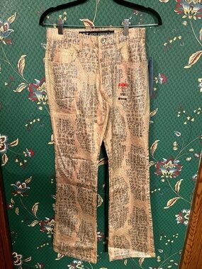 Beige Croc-Print Y2K deadstock jeans- RESTOCK DIFF SIZE THAN PHOTO